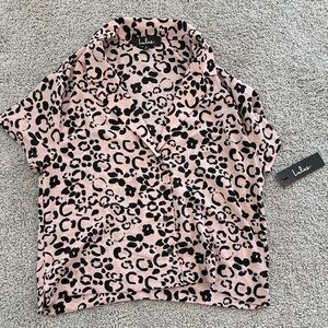 Lulu's Pink Leopard Print Button-Down Shirt